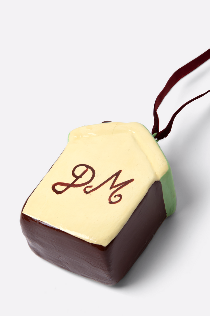 hand painted patchwork house papier-mache decoration