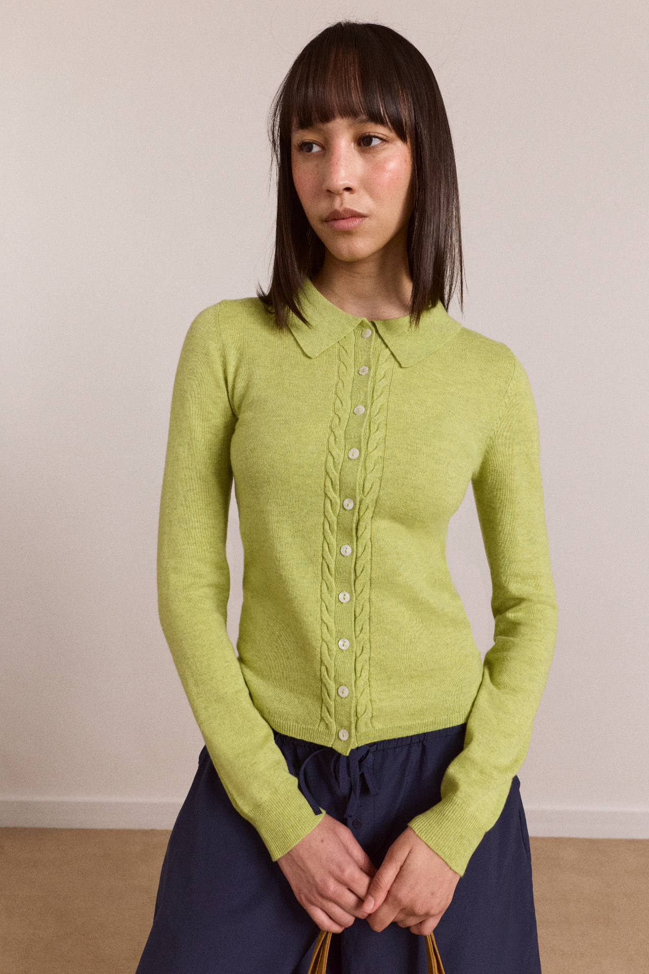 トップス LEWIN / WHITE gadidanoniem voula wool and cashmere blend cardigan - lime – Damson Madder