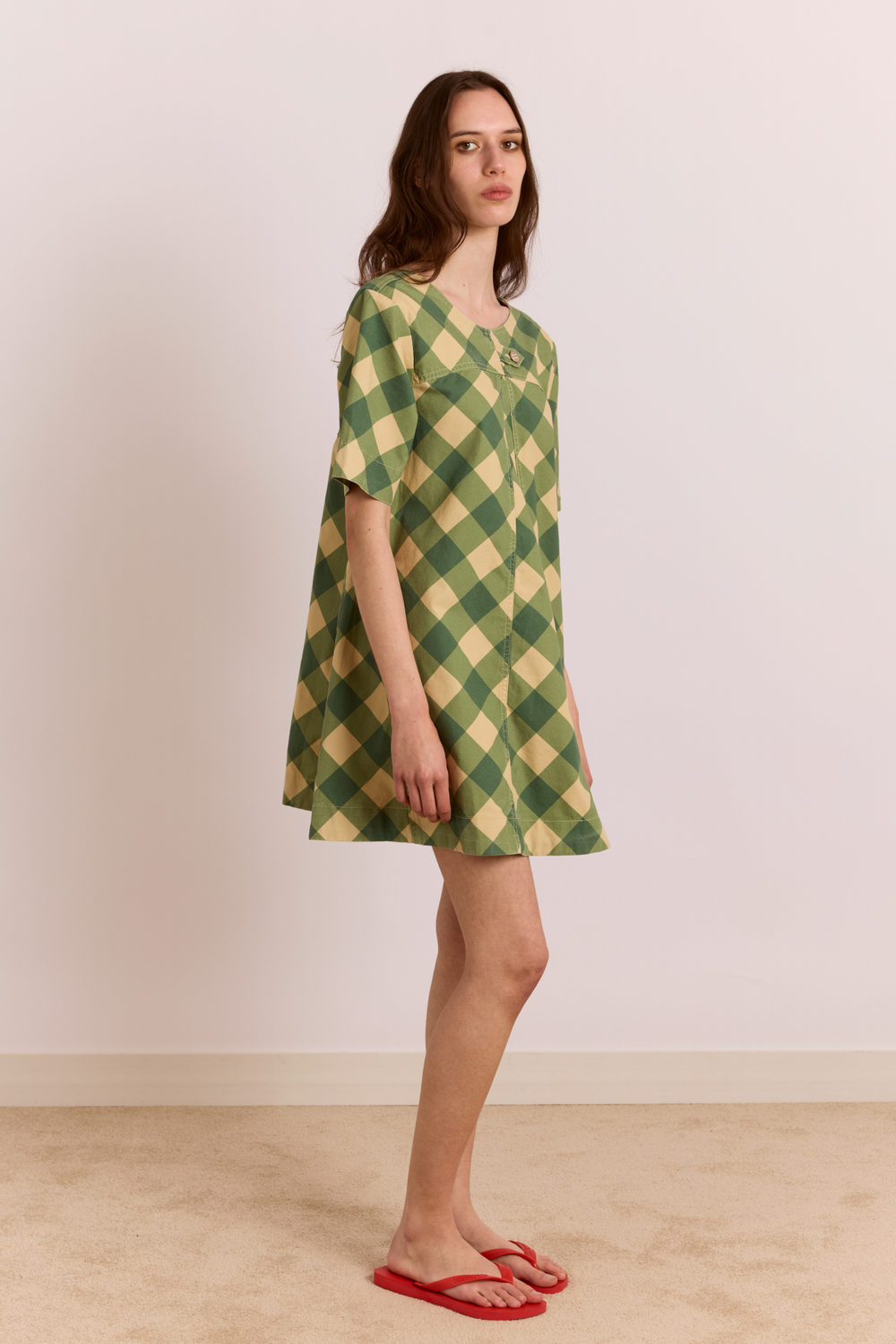 Reversible Bridget Mini Dress - Gingham Damson Madder Reversible Bridget Mini Dress - Gingham Damson Madder