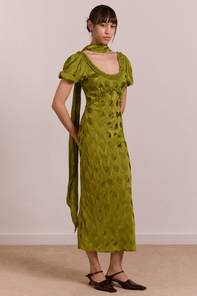 aoife midi dress - jacquard green spot