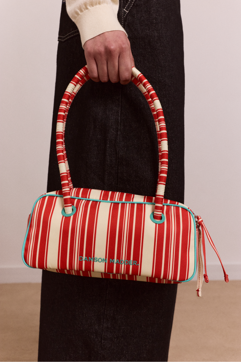 renne bowler bag - cherry deck chair stripe
