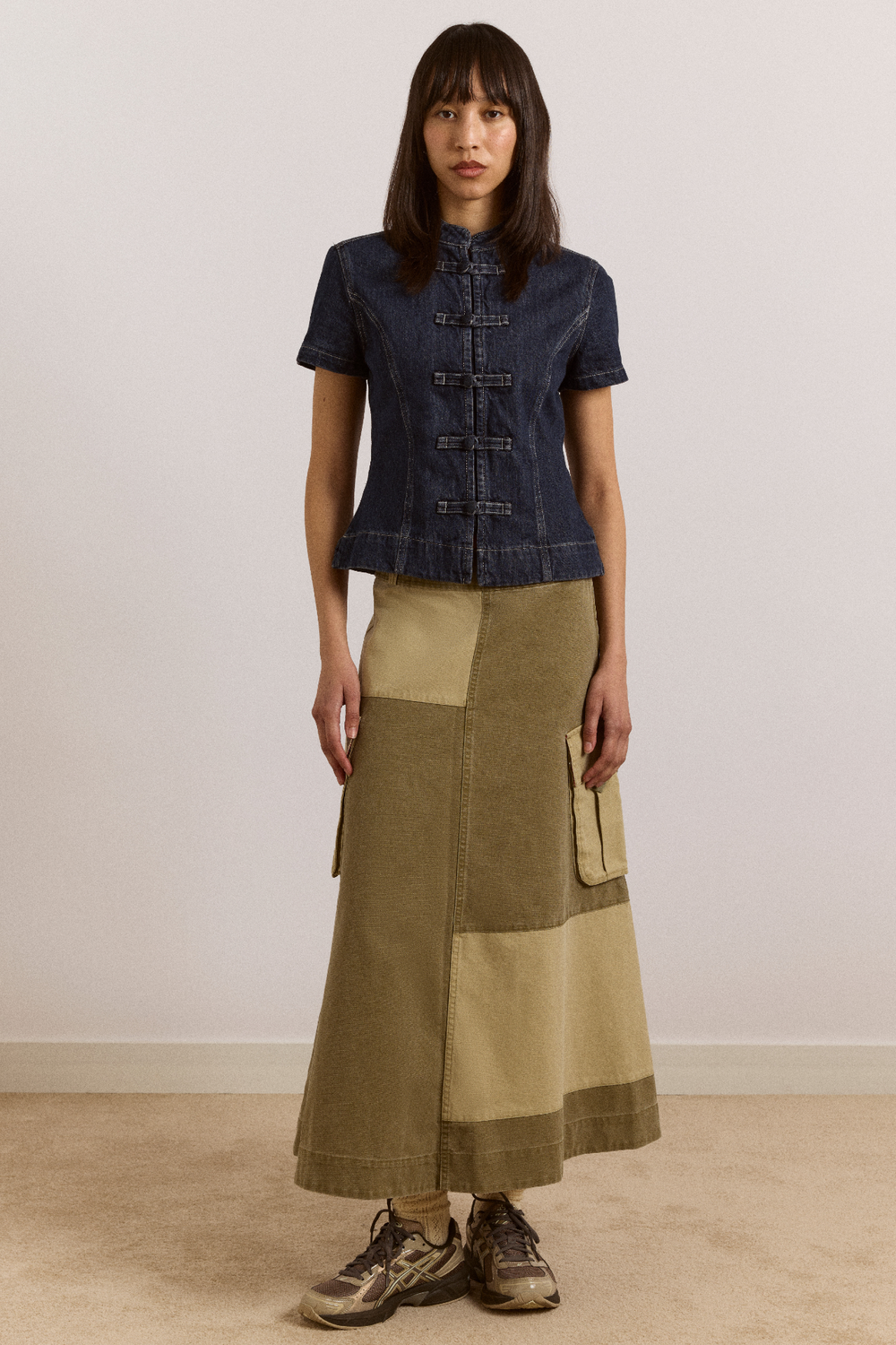 marcelle barn midi skirt - olive