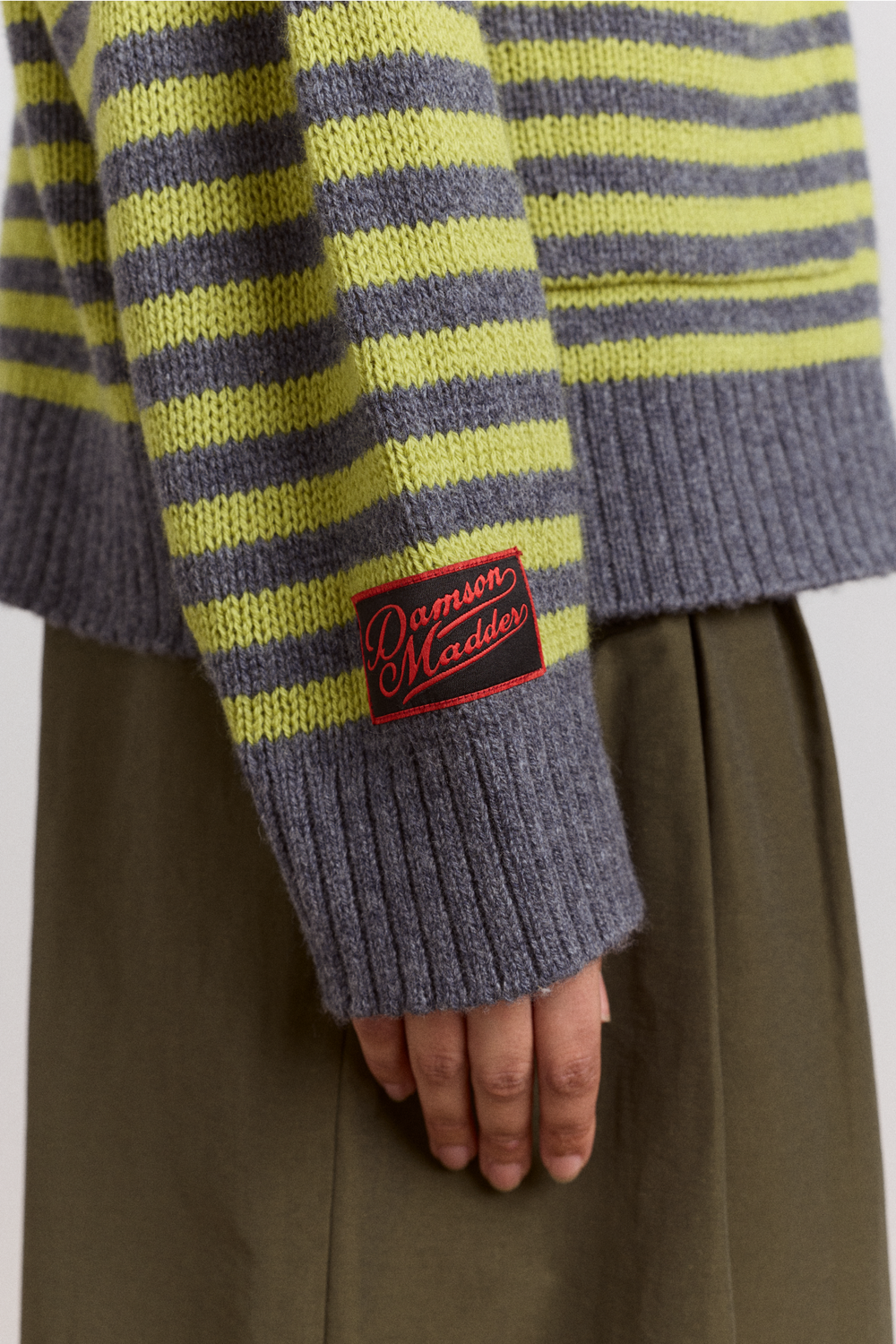 anouk cardigan with removable hood - olive/grey