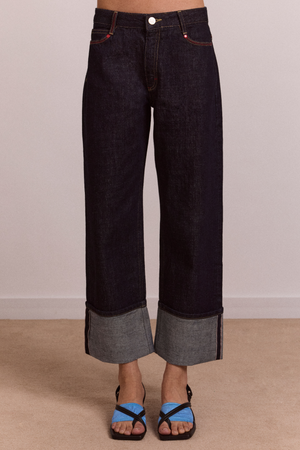 Straight Leg Montana Turn Up Jean -Indigo Selvedge