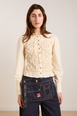 elliana smocked cardi - butter