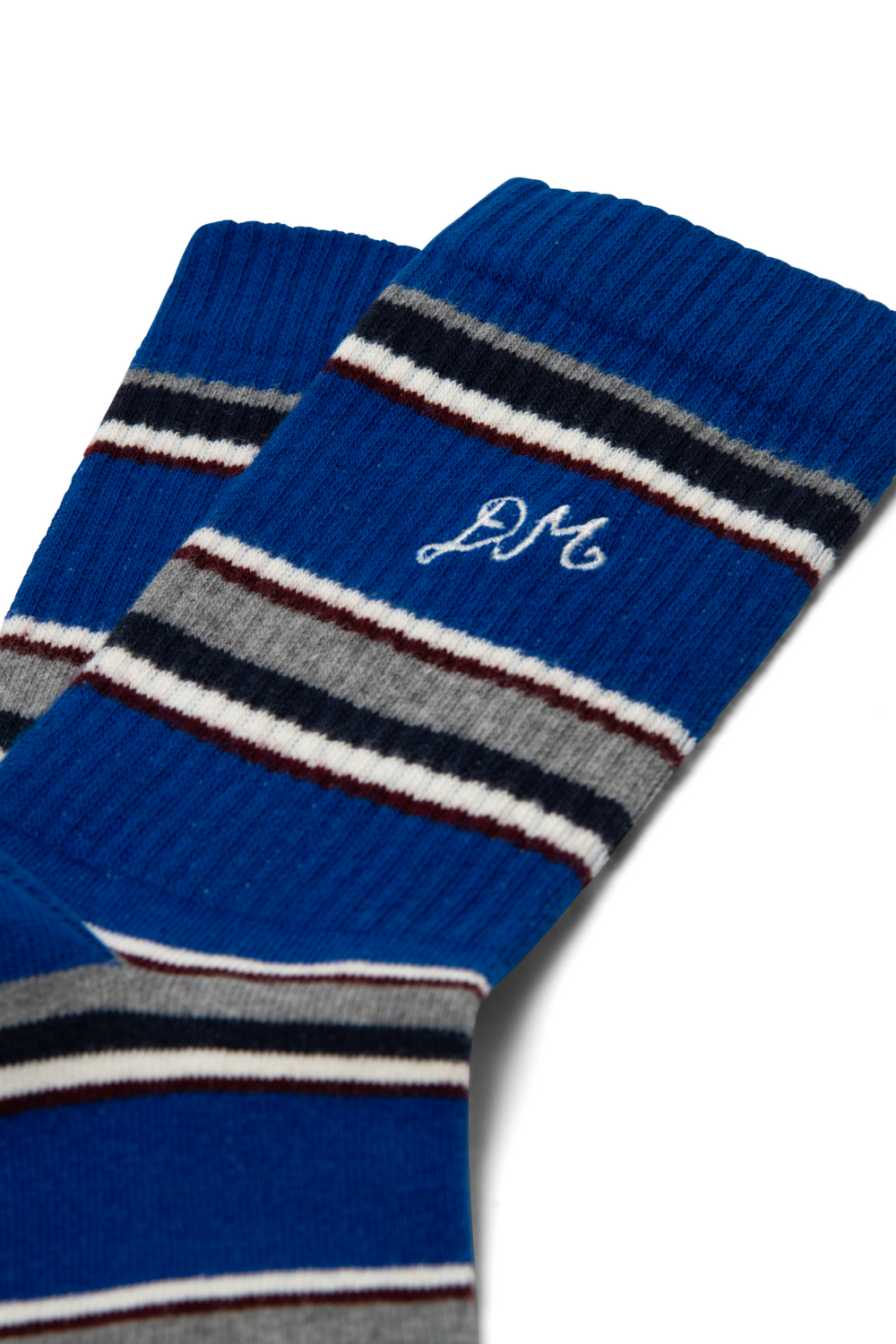 calf length socks - blue stripe