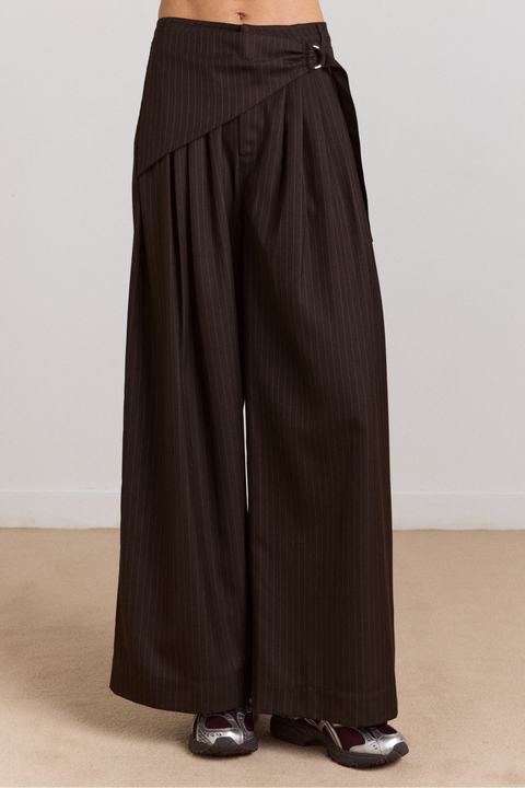 Fabia Trouser Choc Pinstripe