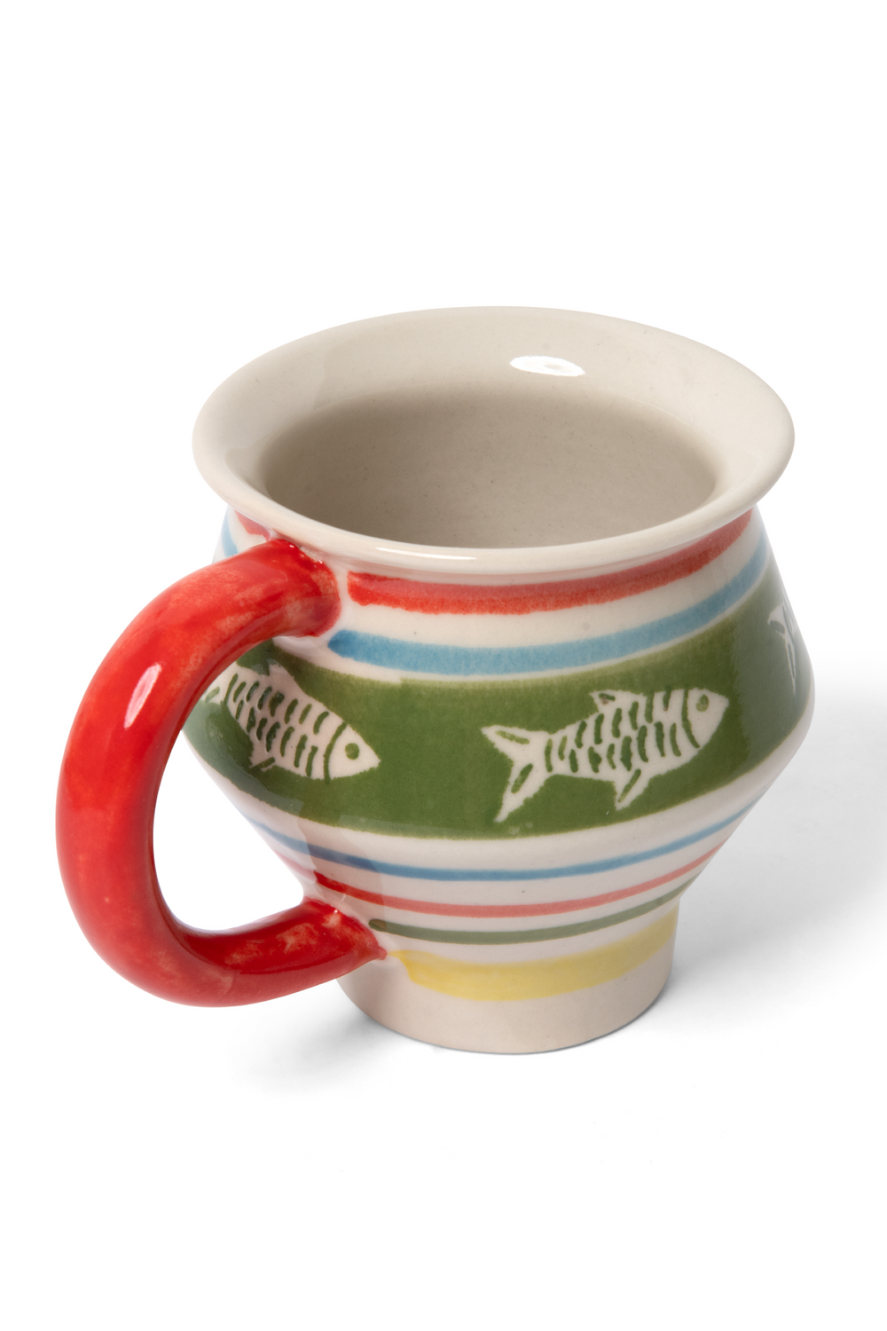hand painted angular mug - fish stripes