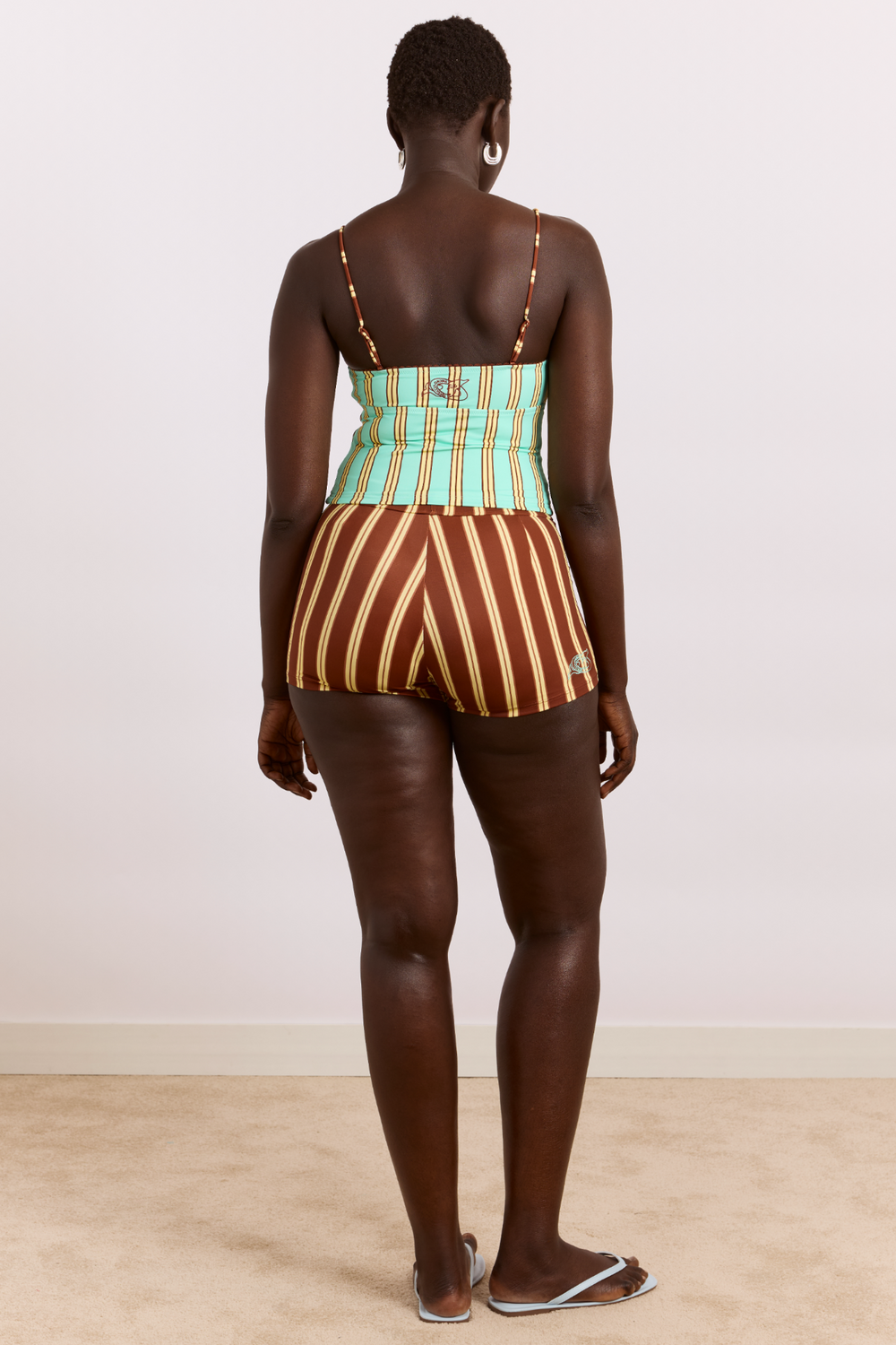 trudi boy short - brown stripe print