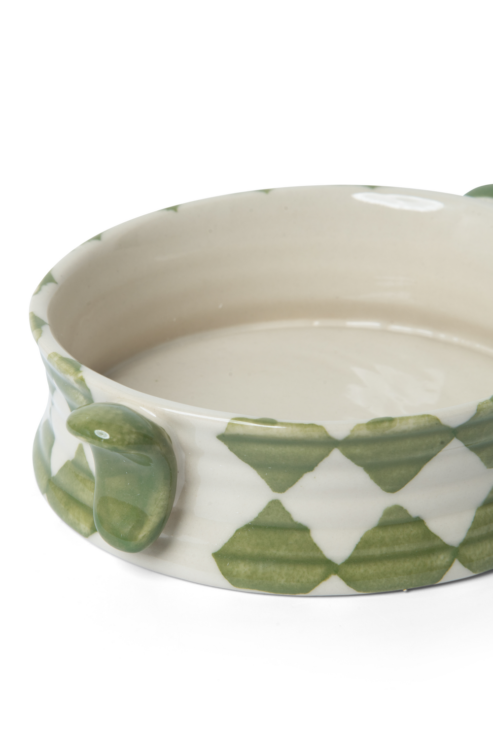 hand painted snack bowl- green check