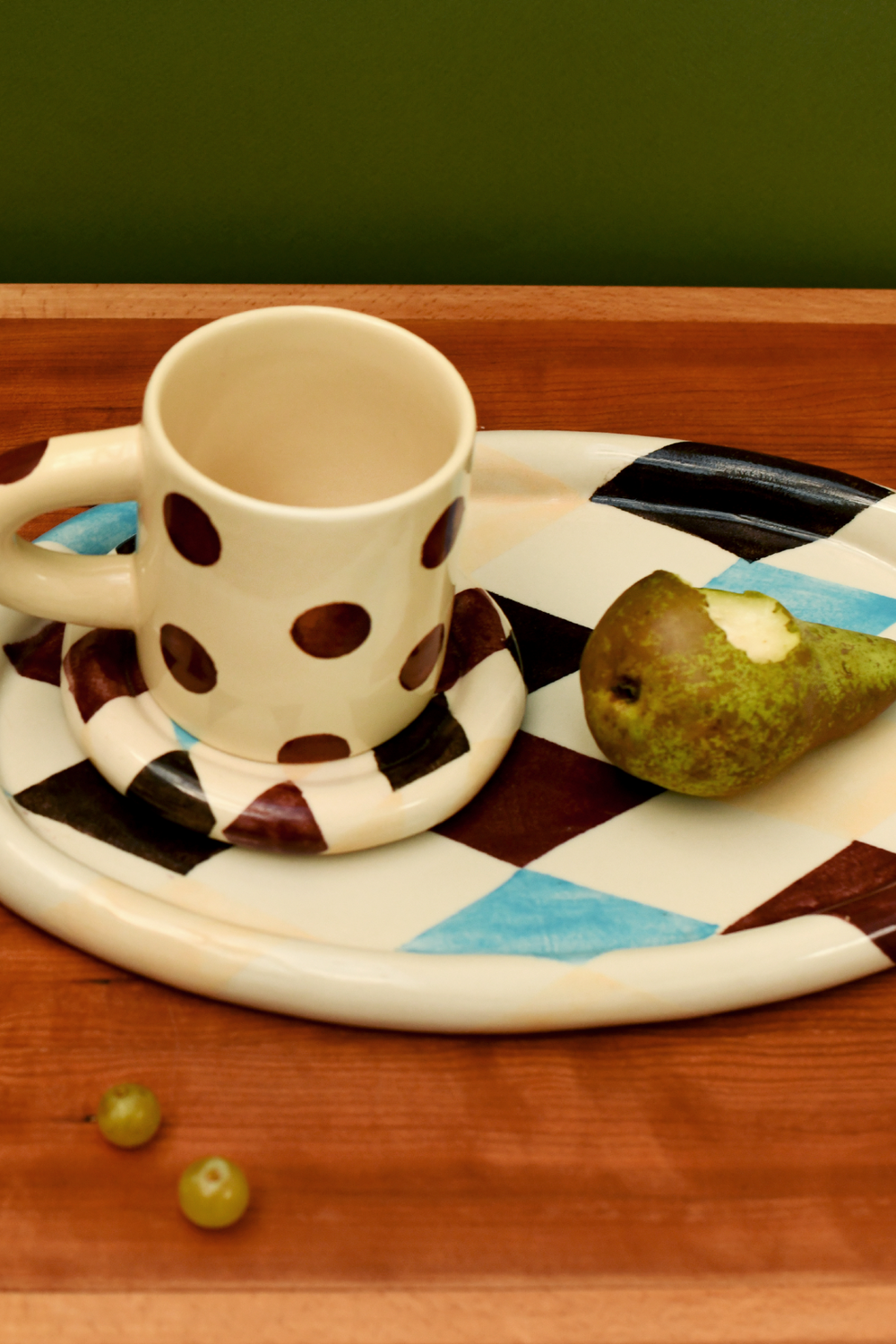 hand painted harlequin platter