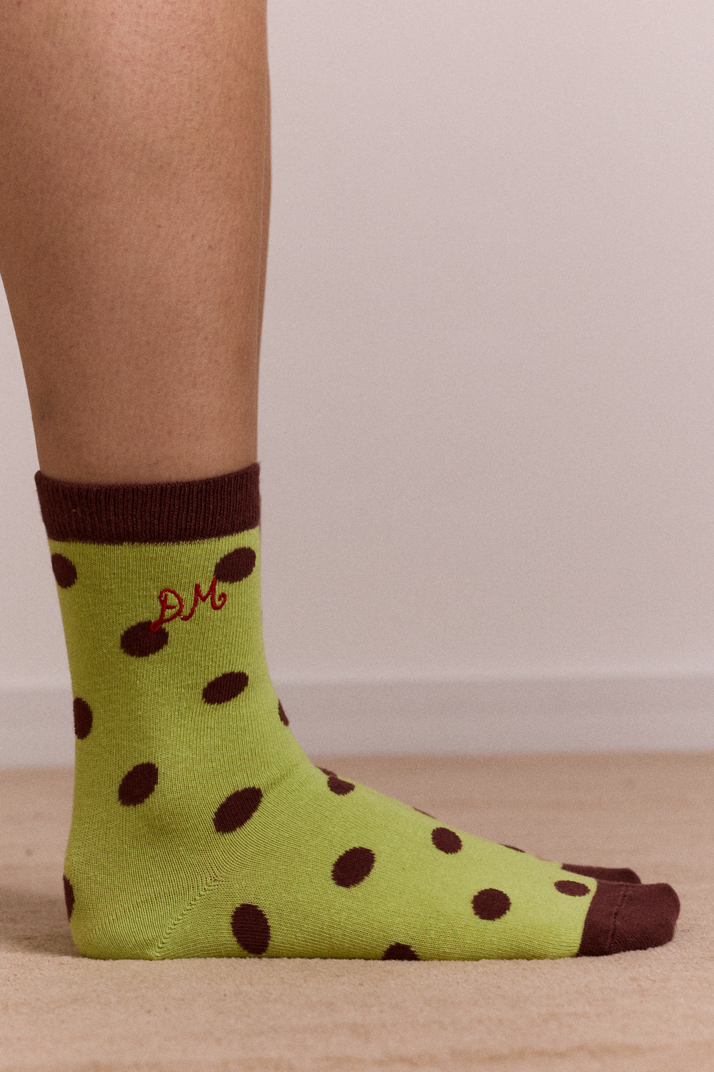 calf length 2 pack socks - choc & avocado