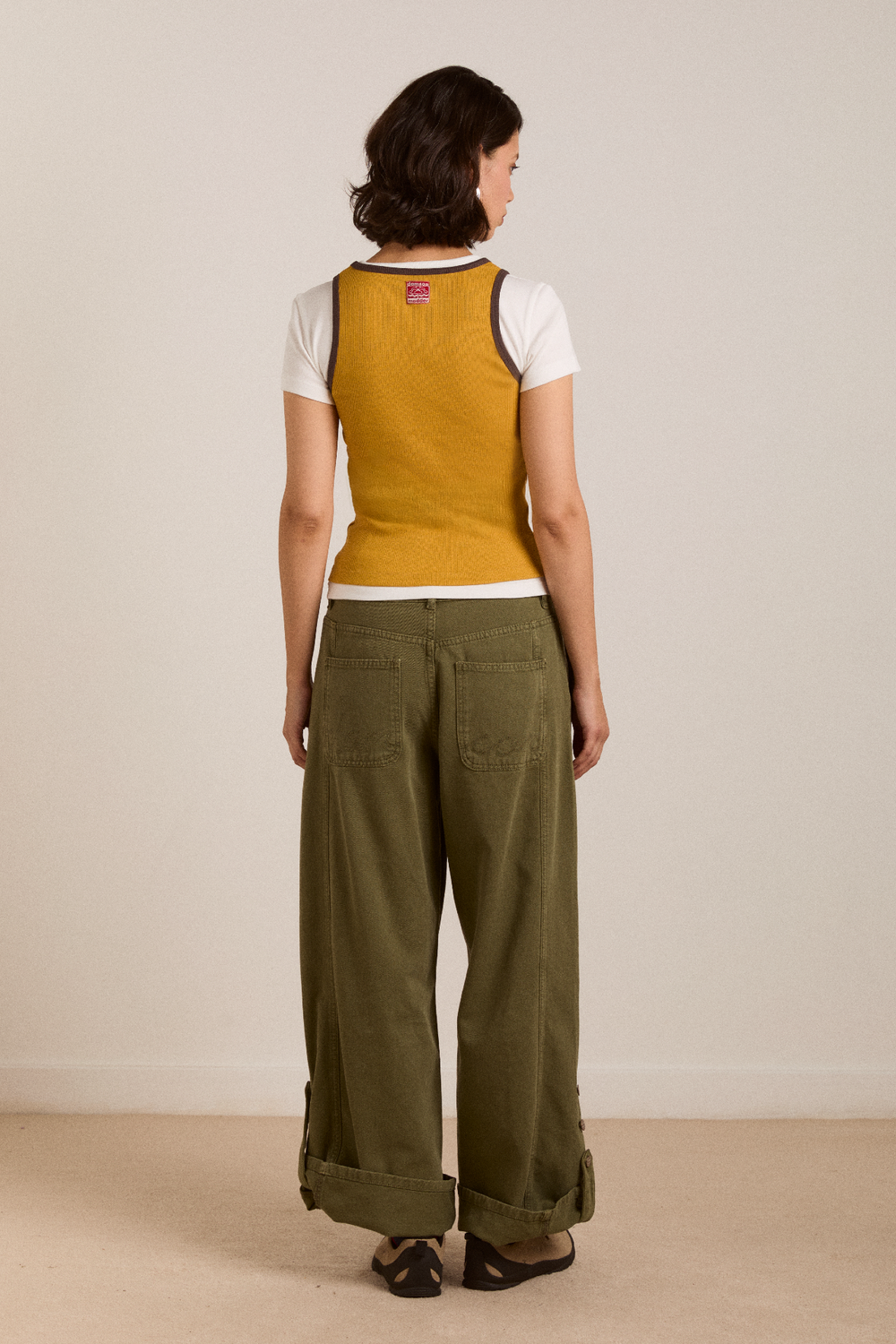 manon layered ss tee yellow/coffee bean