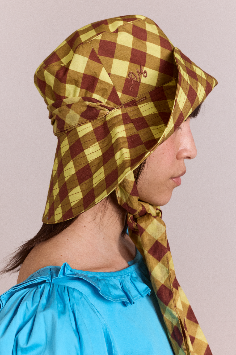 sunhat with tie - avo & choc gingham
