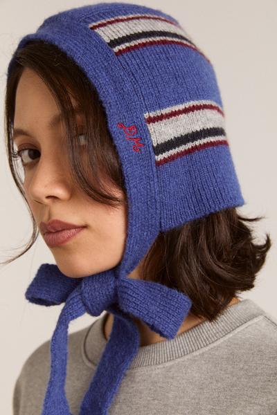 shrunken tie bonnet - blue stripe – Damson Madder