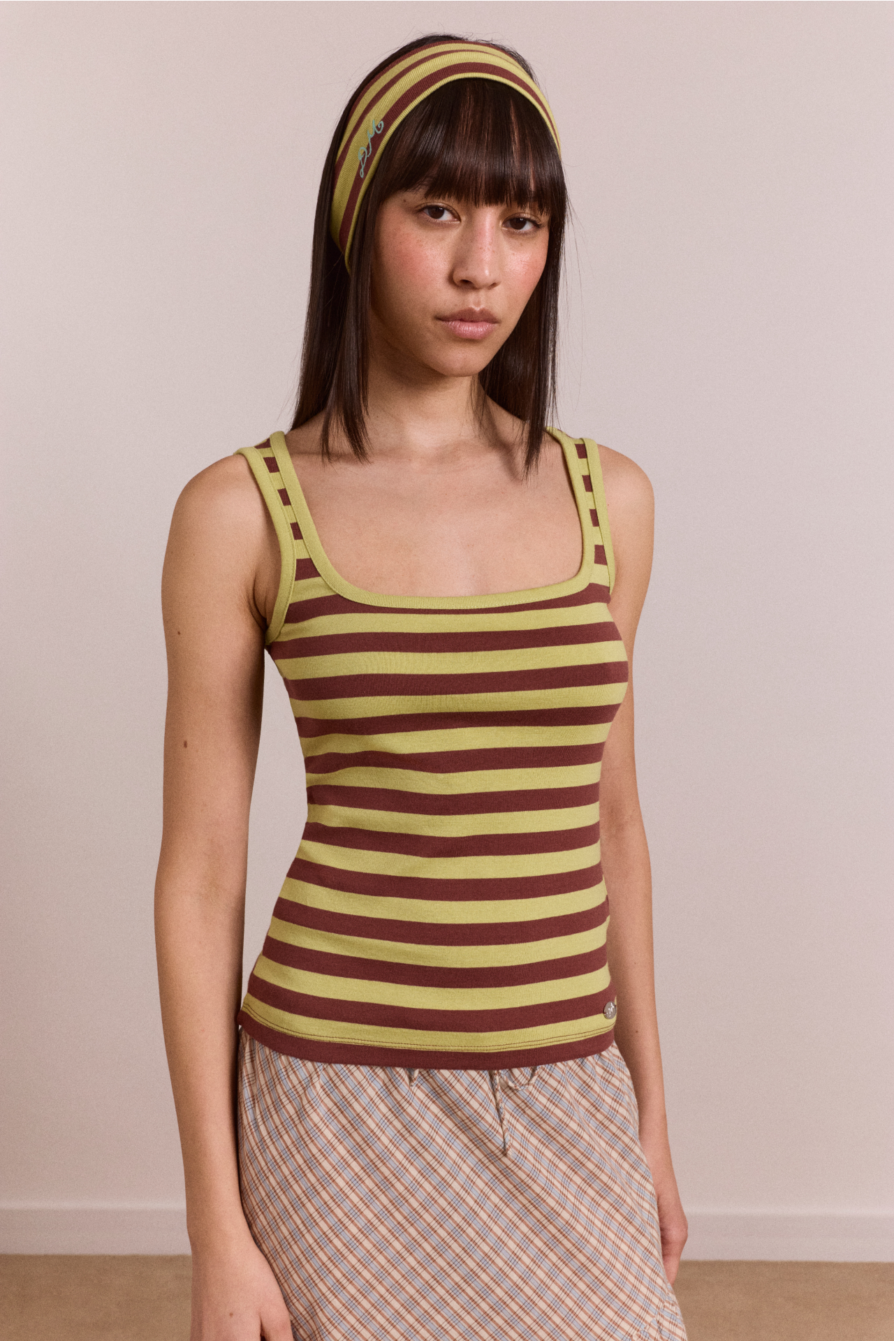 Avielle Tank - Green Stripe – Damson Madder