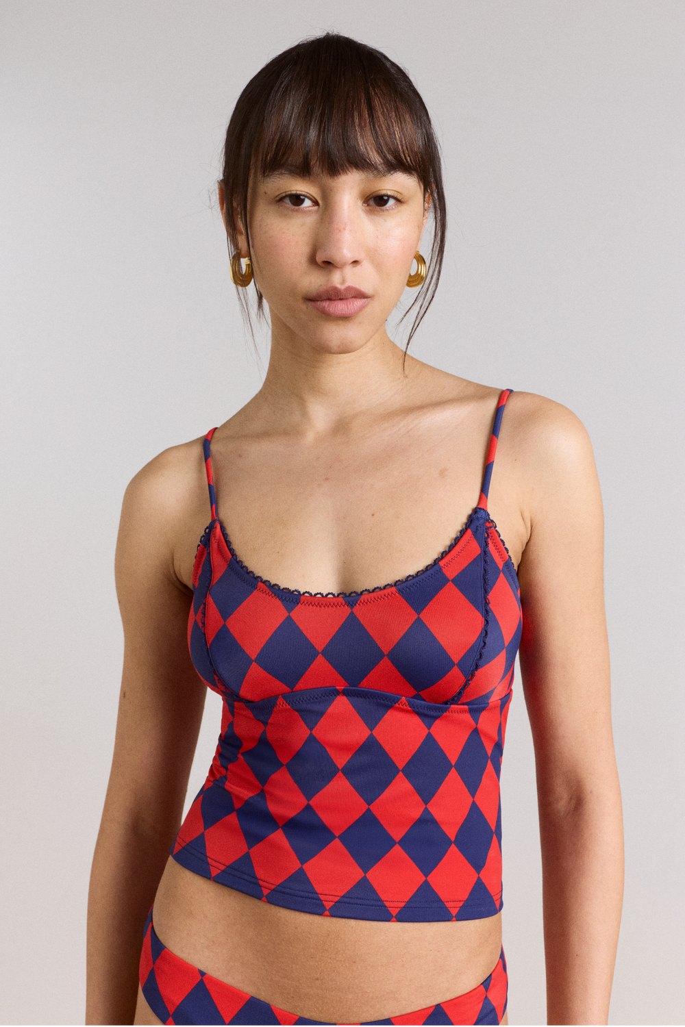 wren tankini top - harlequin print