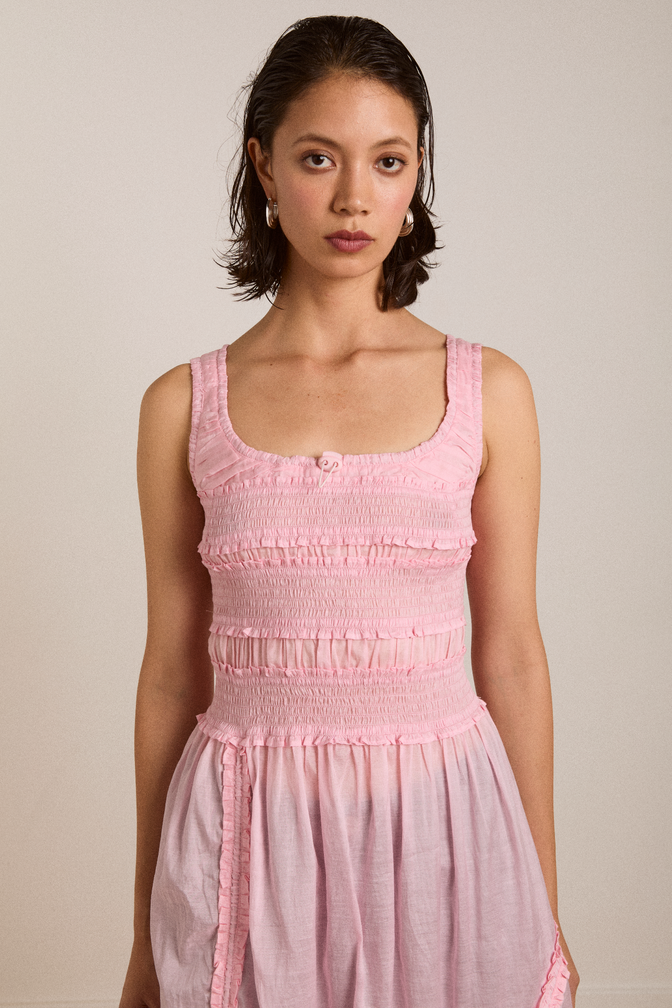 cynthia sheer midi dress - pale pink