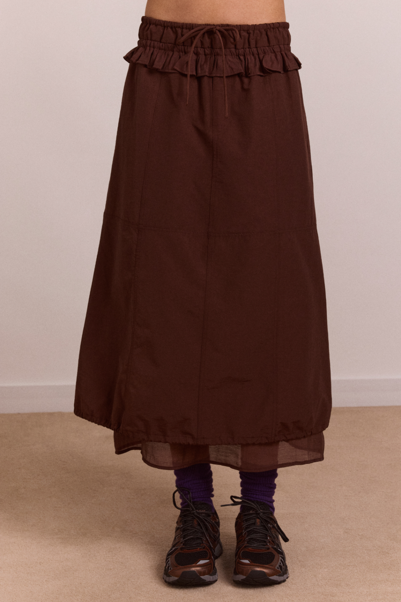 Amber Double Layer Midi Skirt - Choc – Damson Madder