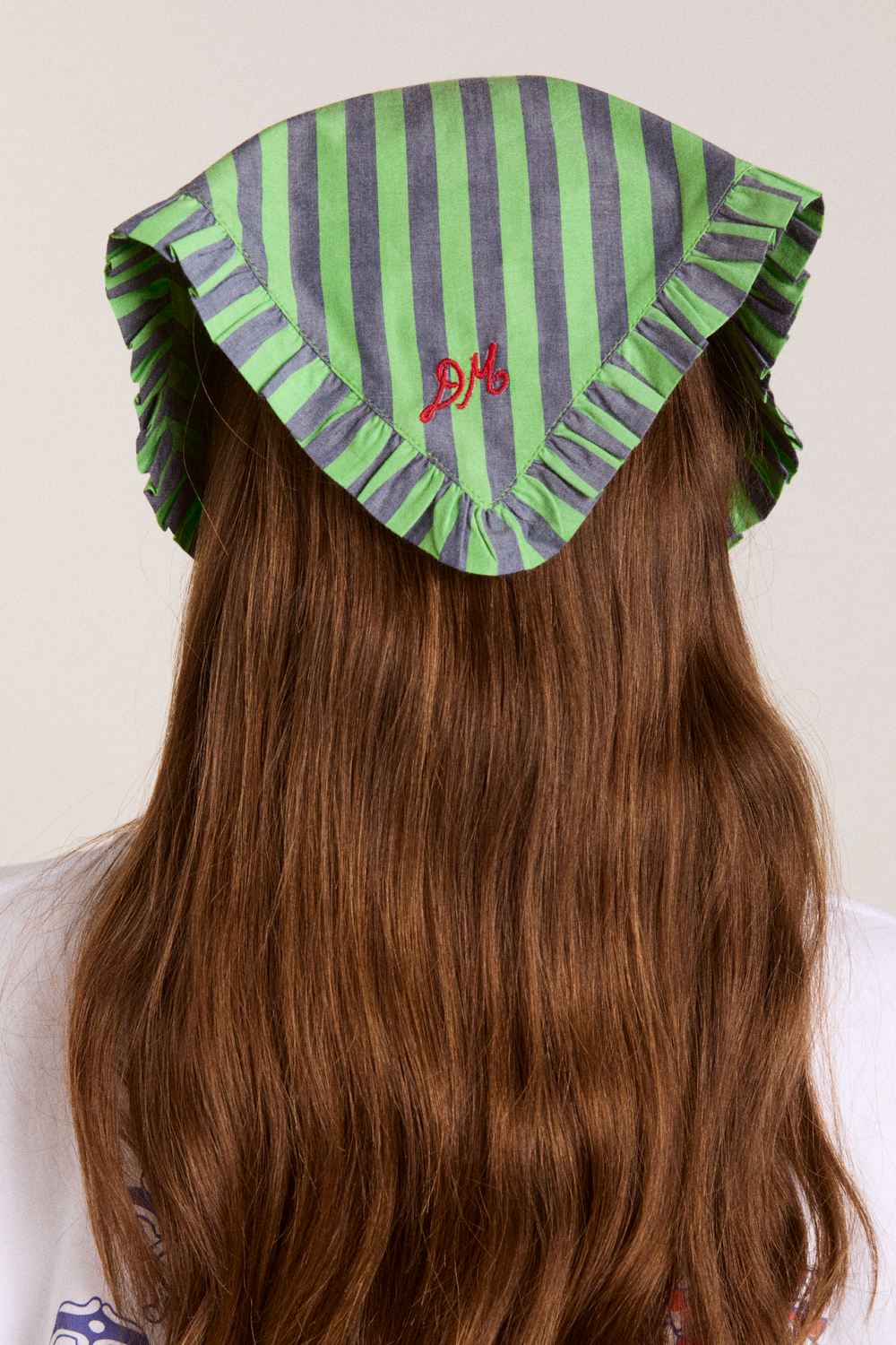 tie head scarf - navy/lime stripe