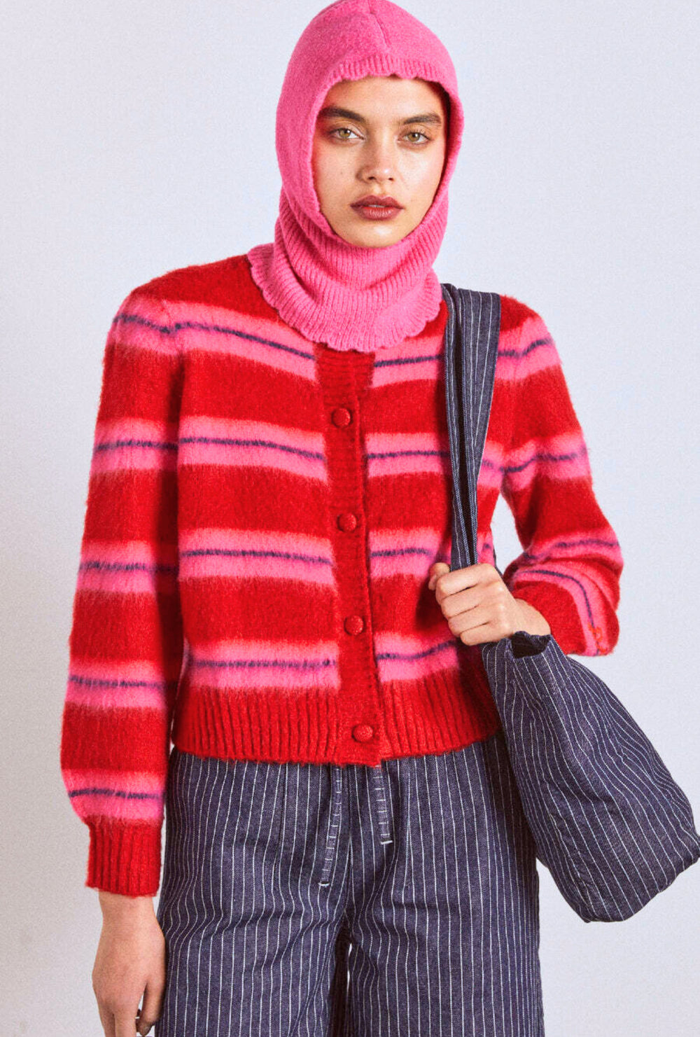 cece stripe cardigan red pink stripe