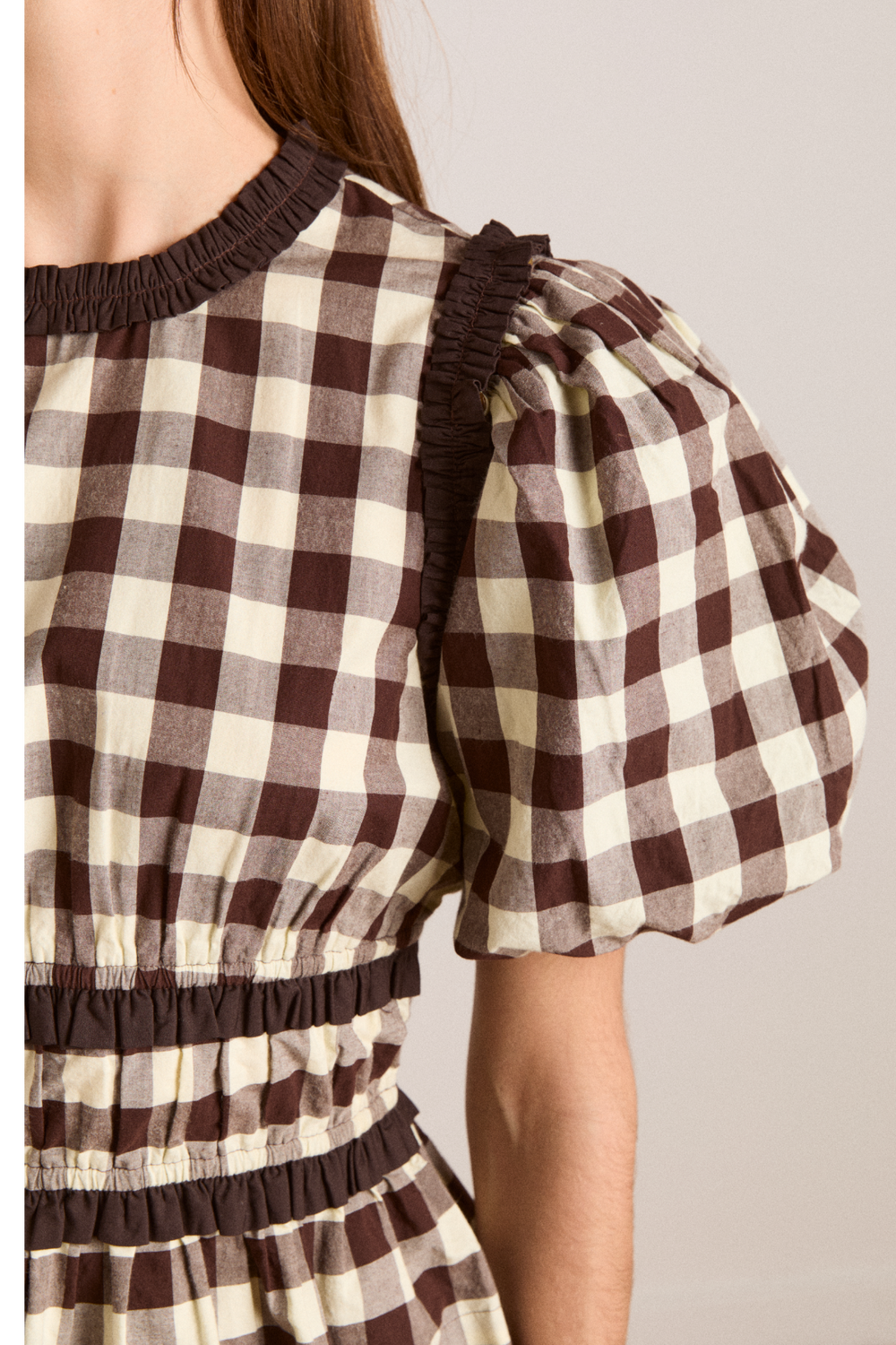 everly ruffle blouse - butter gingham