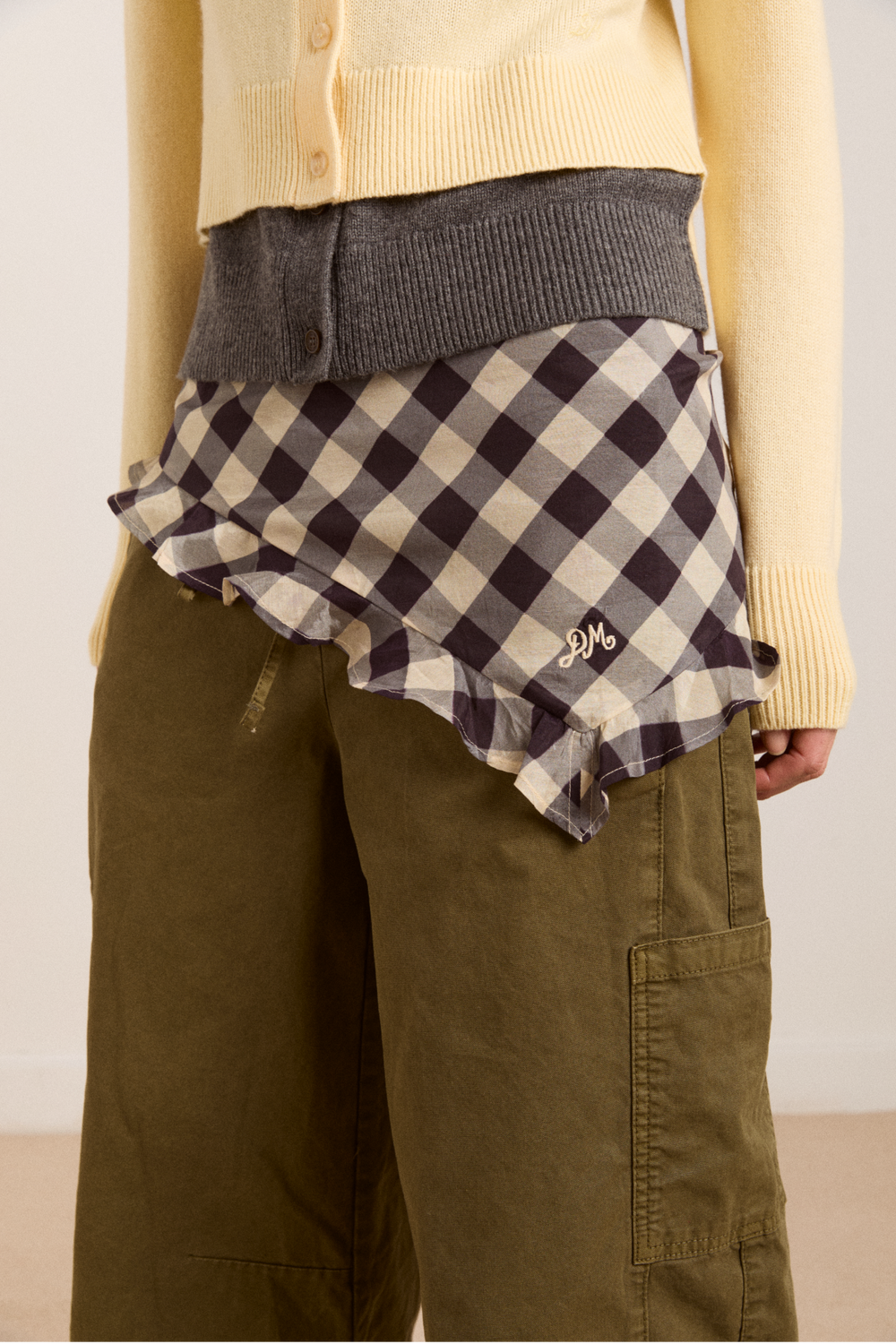 sheer triangle headscarf - butter gingham