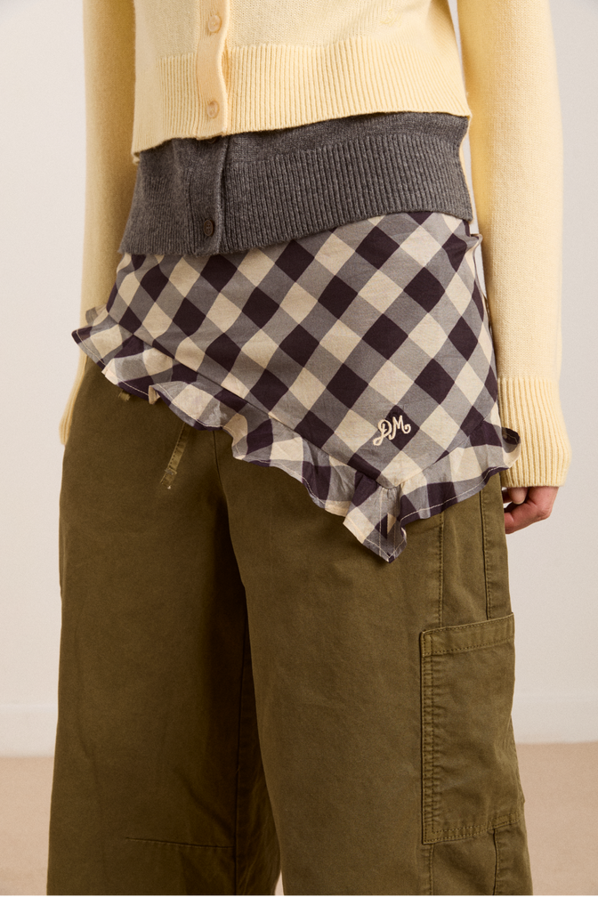 sheer triangle headscarf - butter gingham