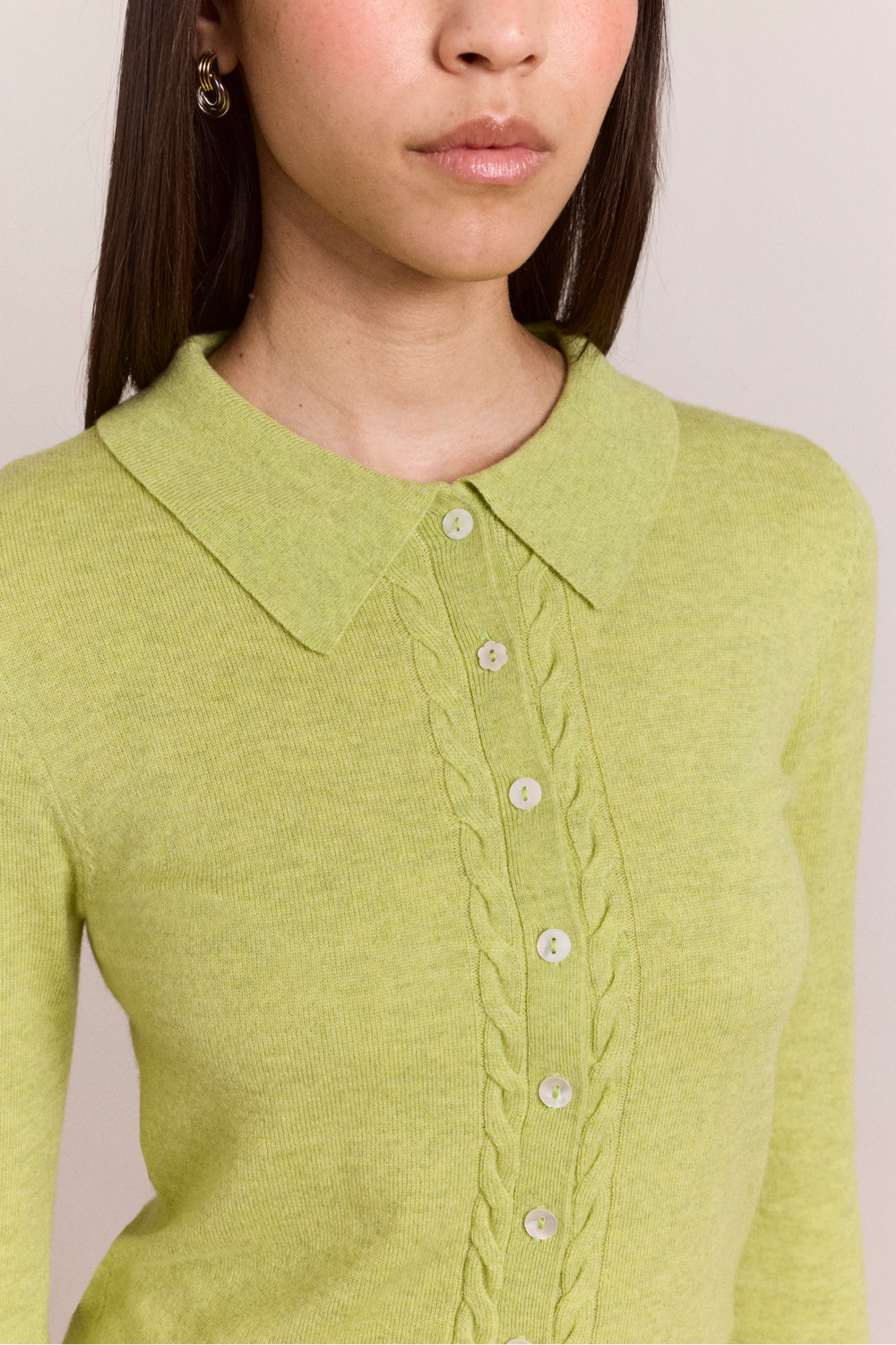 voula wool and cashmere blend cardigan - lime