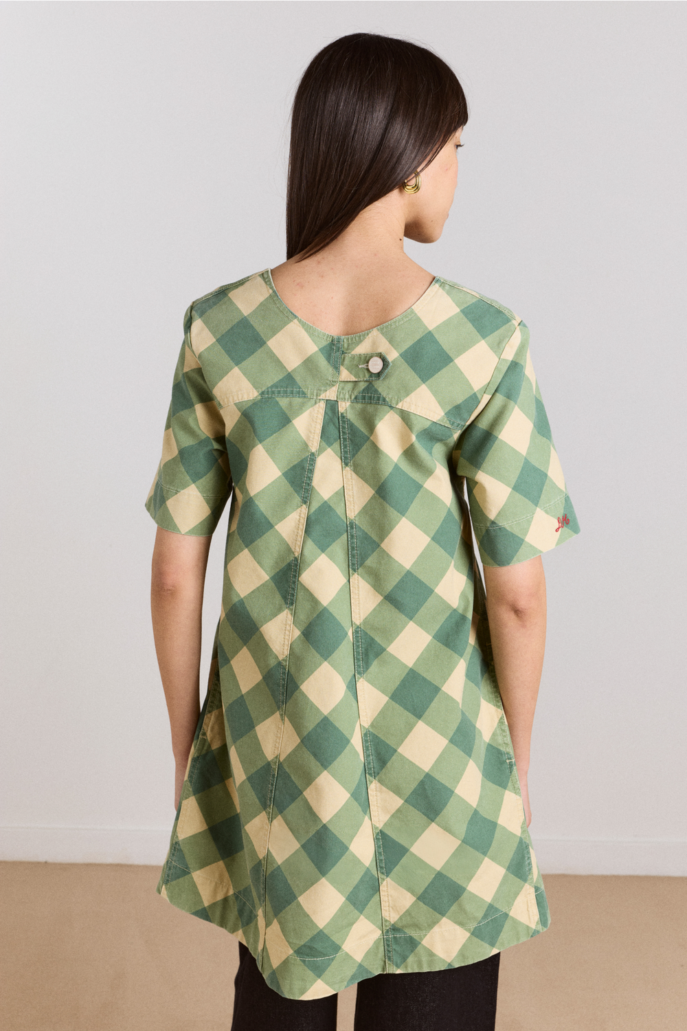 bridget mini dress - green butter gingham