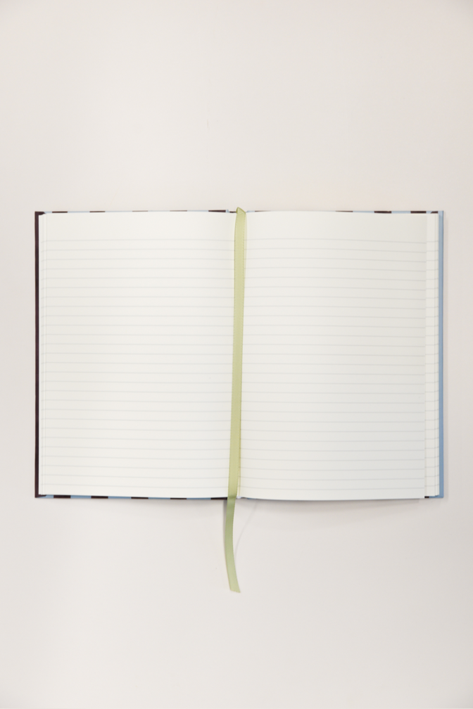 damson madder x papier burgundy & blue painterly stripe notebook