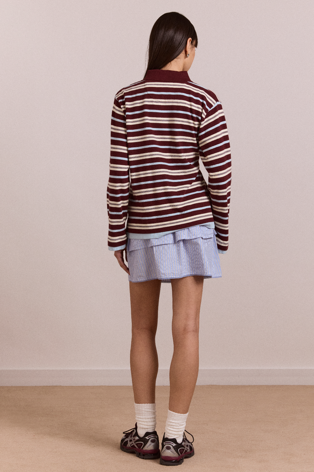 noah cinch layered rugby - choc stripe