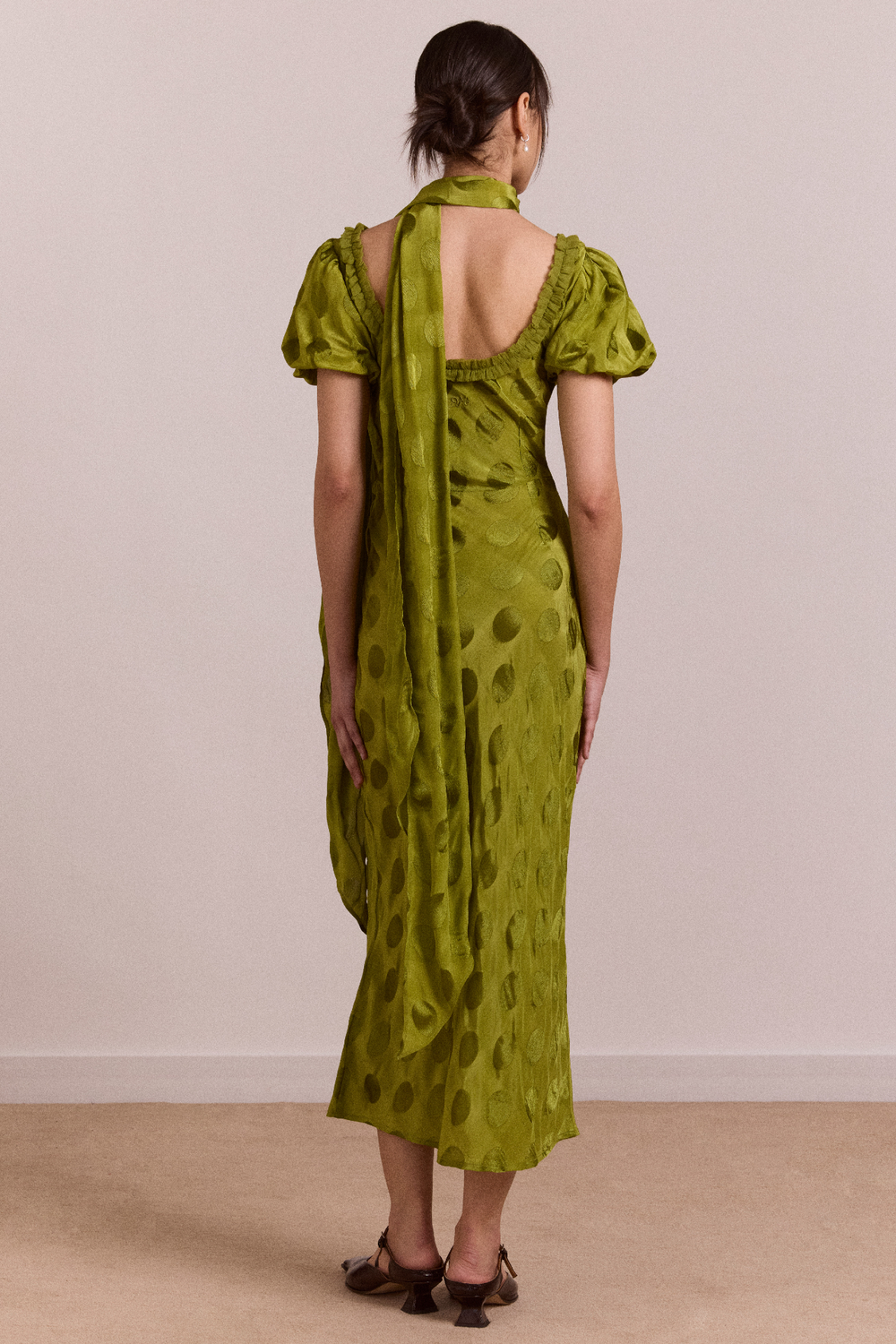jacquard green dress Ralphie Jacquard Silk Dress