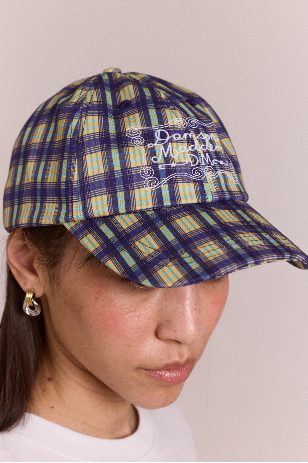 damson madder cap - tomboy check