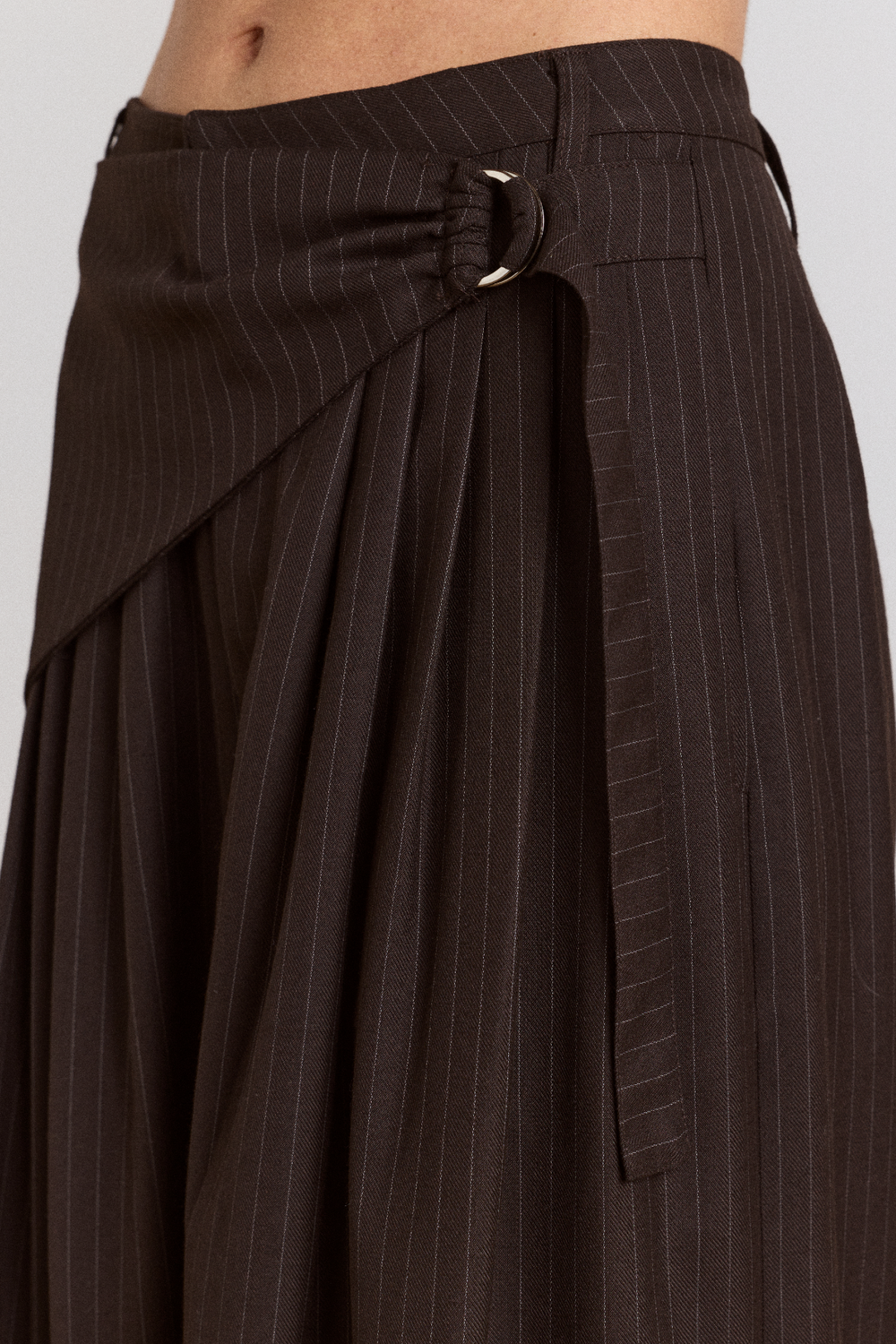 fabia trouser - choc pinstripe