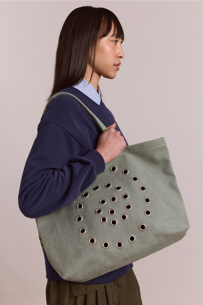 raine swirly eyelet tote bag - mint