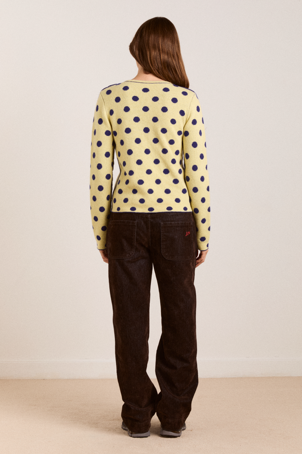 tabitha reversible merino wool cardigan -navy/butter