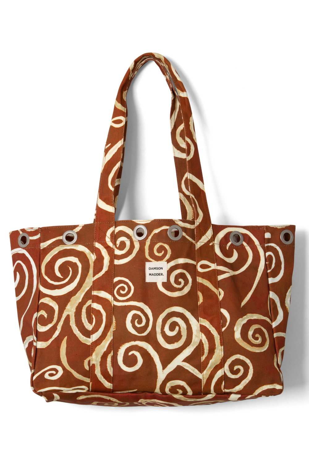 large canvas eyelet tote bag - swirl print