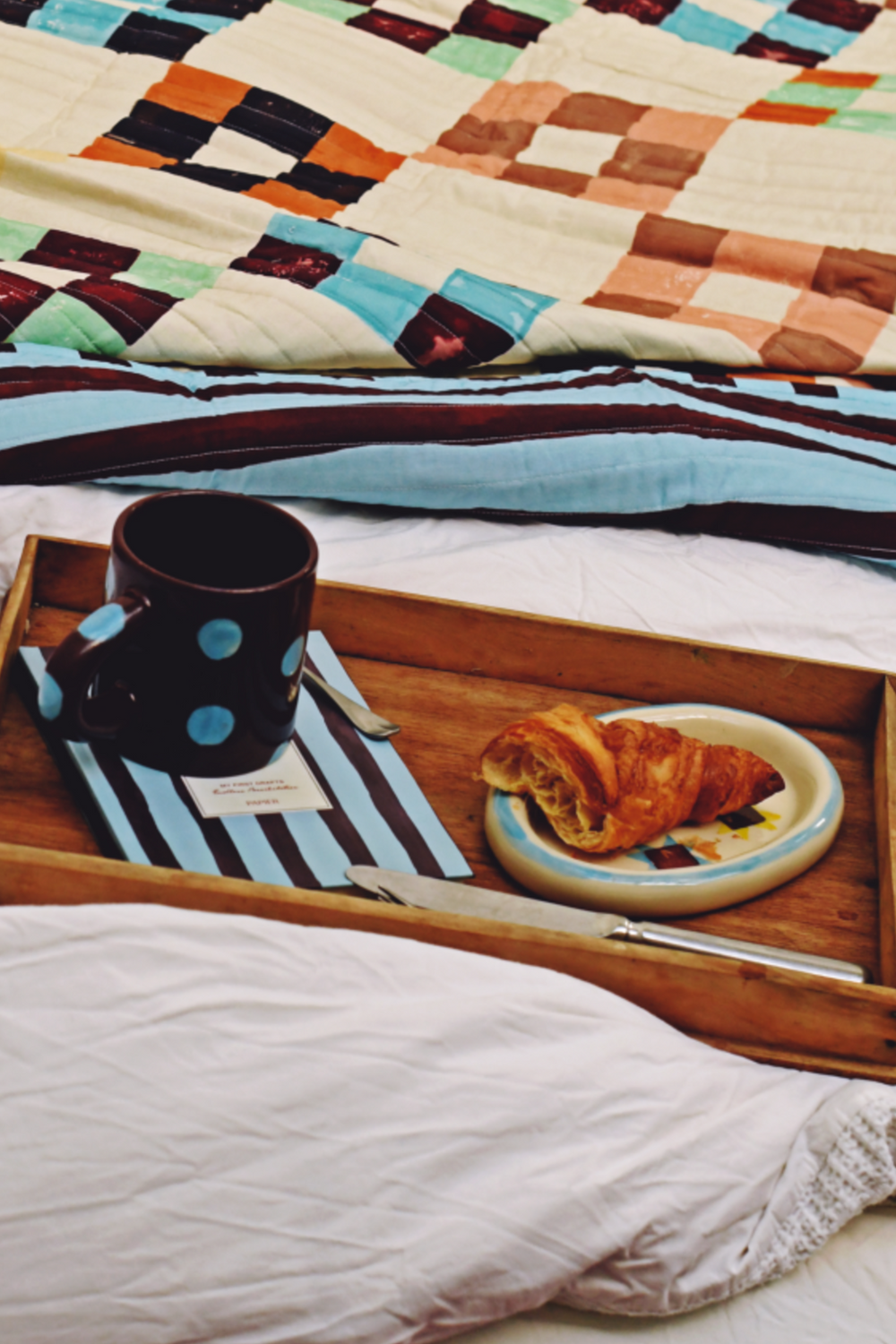 hand painted patchwork motif trinket dish