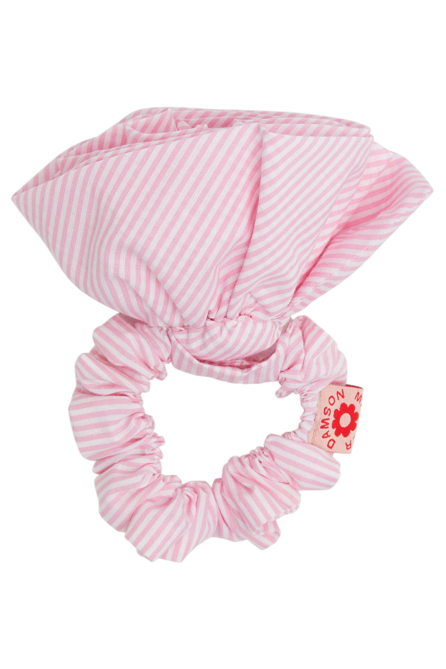 rosette scrunchie in pink stripe