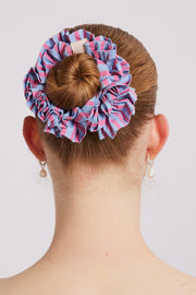 garter scrunchie - blue and pink stripe