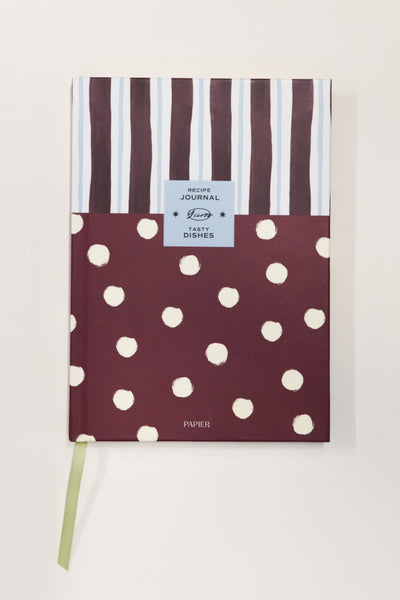 damson madder x papier stripe & polka dot recipe book