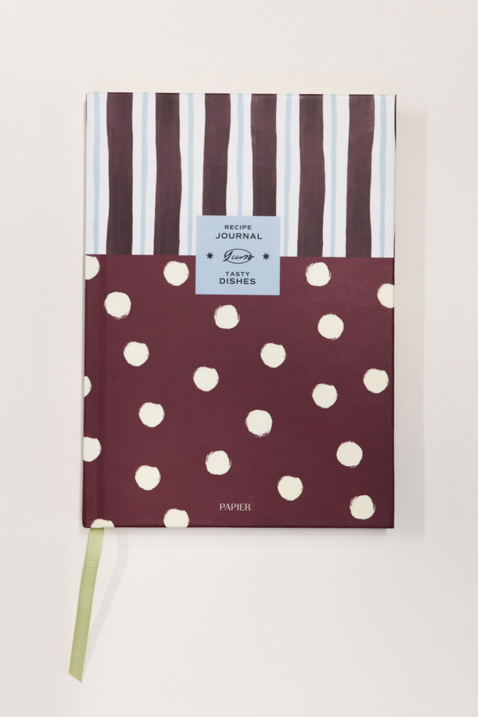 damson madder x papier stripe & polka dot recipe book