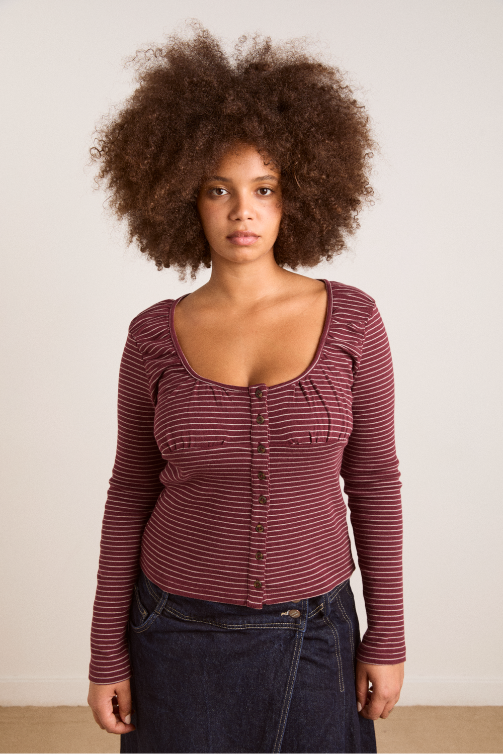 darma ls cardi - burg stripe