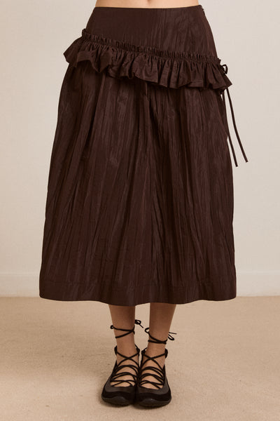 flavia midi skirt - choc taffeta