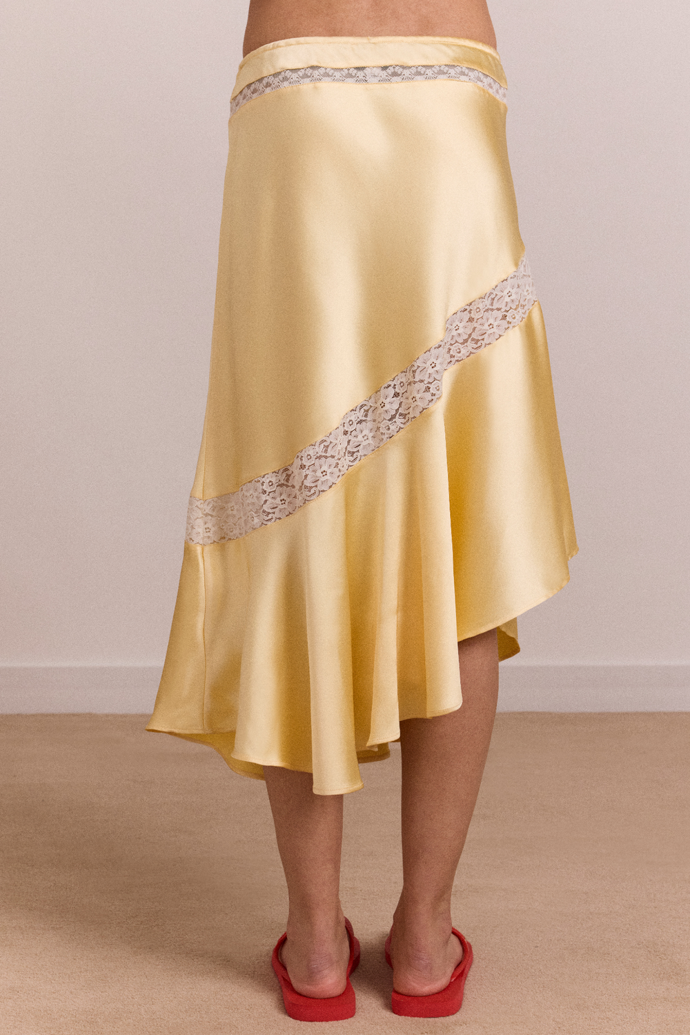 delphia satin midi skirt - butter