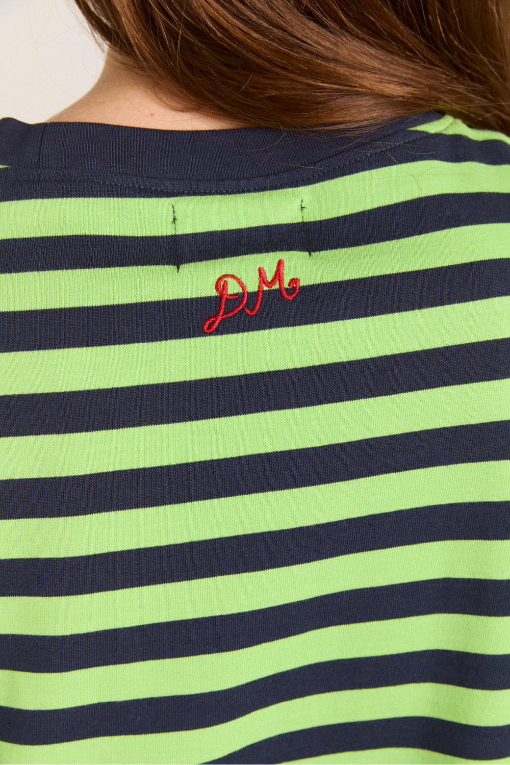 prudie ruffle tee - navy/lime