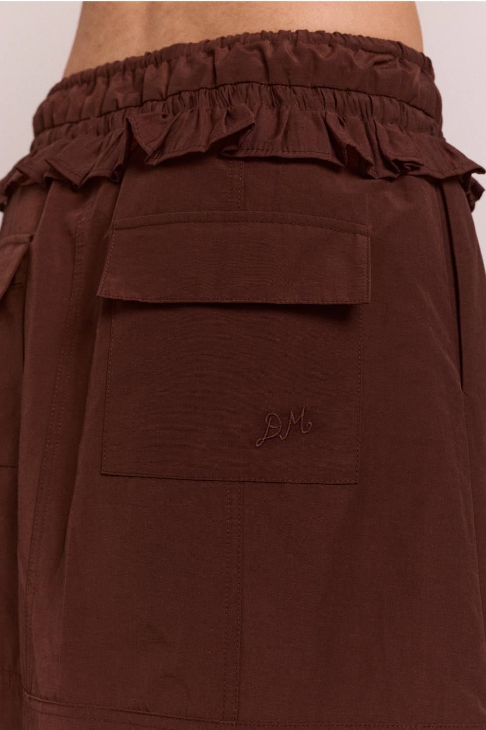 amber double layer midi skirt - choc
