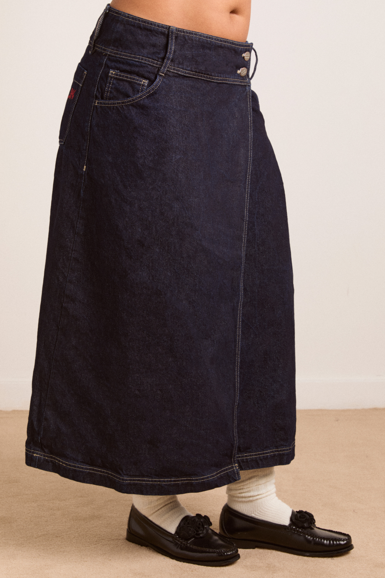 raye denim skirt - dark indigo – Damson Madder
