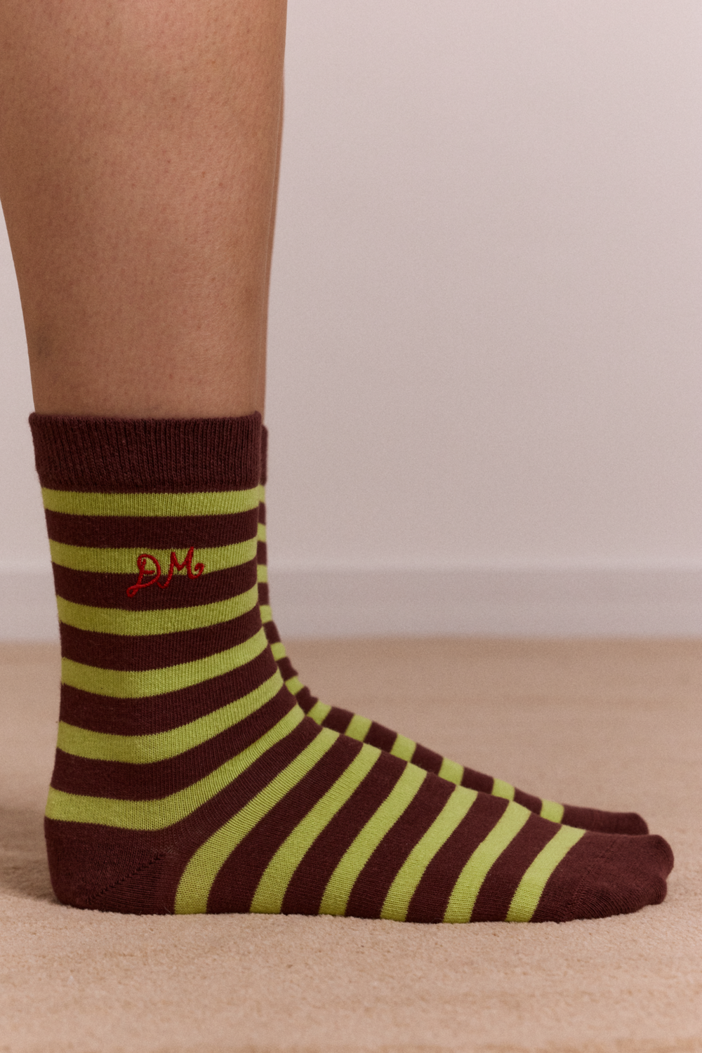 calf length 2 pack socks - choc & avocado